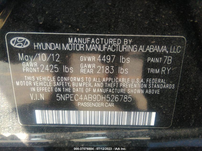 2013 HYUNDAI SONATA SE - 5NPEC4AB9DH526785