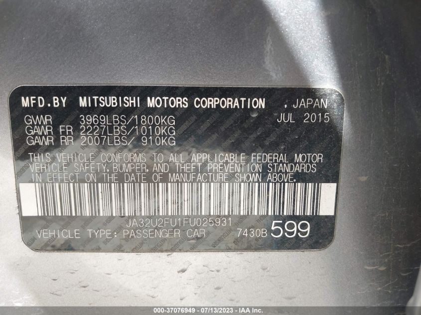 2015 MITSUBISHI LANCER ES - JA32U2FU1FU025931