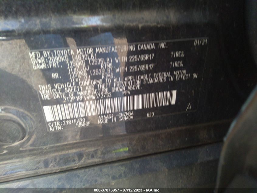 2021 TOYOTA RAV4 XLE - 2T3P1RFV4MW172732