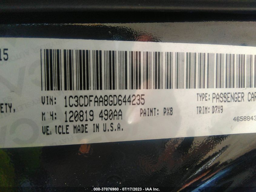2016 DODGE DART SE - 1C3CDFAA8GD644235