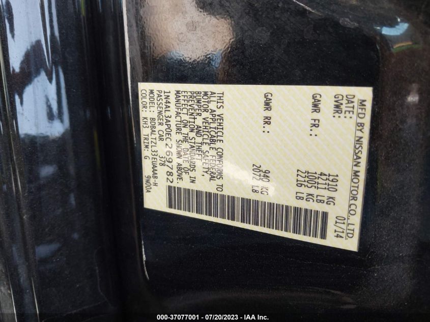 2014 NISSAN ALTIMA 2.5 SV - 1N4AL3AP0EC269782