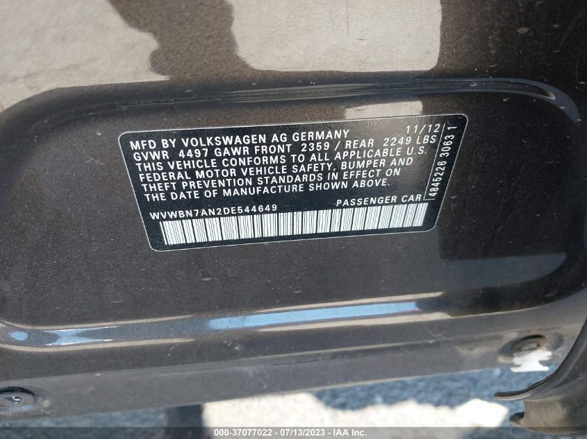 2013 VOLKSWAGEN CC R-LINE - WVWBN7AN2DE544649