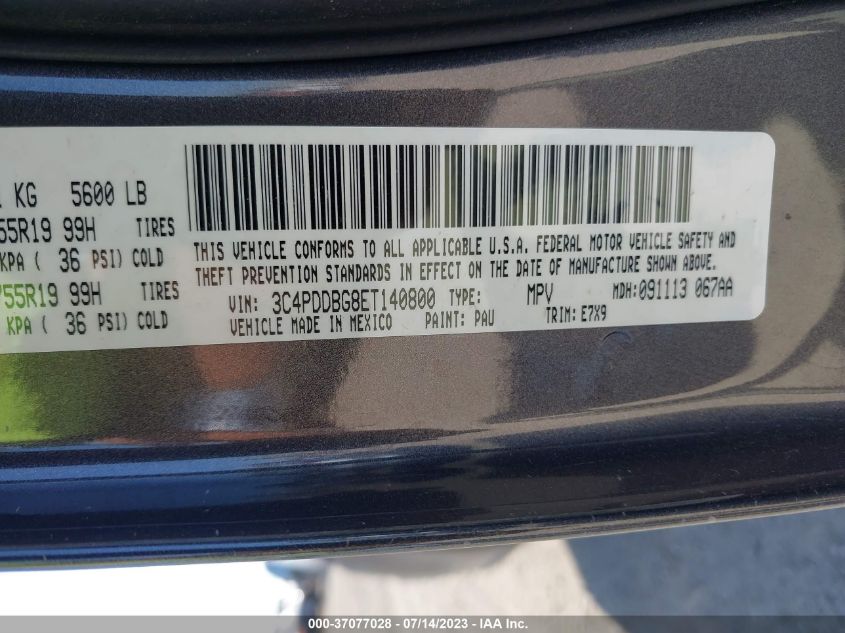 2014 DODGE JOURNEY SXT - 3C4PDDBG8ET140800