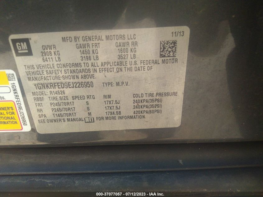 2014 CHEVROLET TRAVERSE LS - 1GNKRFED9EJ226950