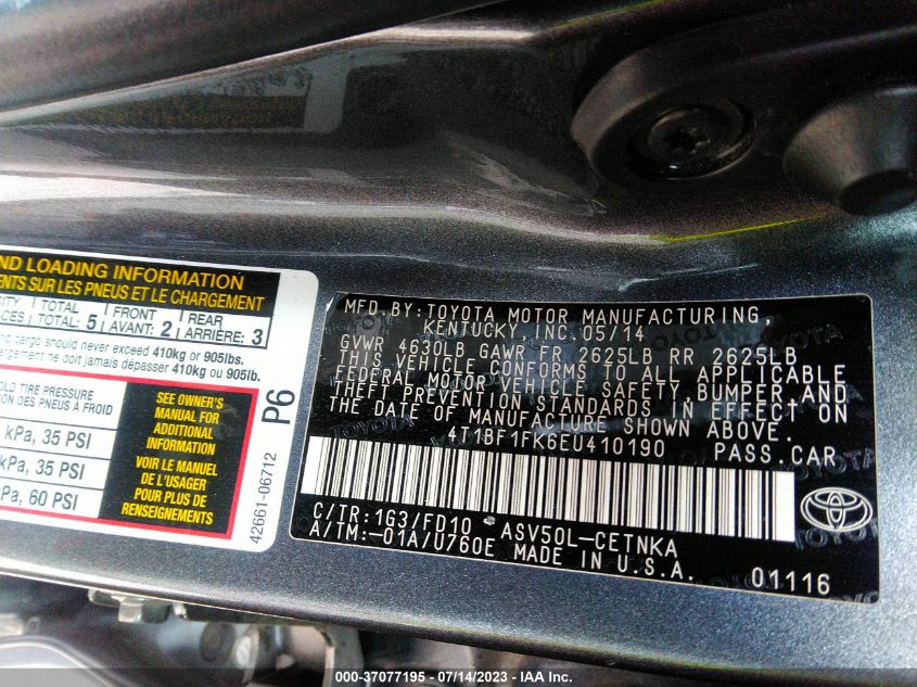 2014 TOYOTA CAMRY L/SE/LE/XLE - 4T1BF1FK6EU410190