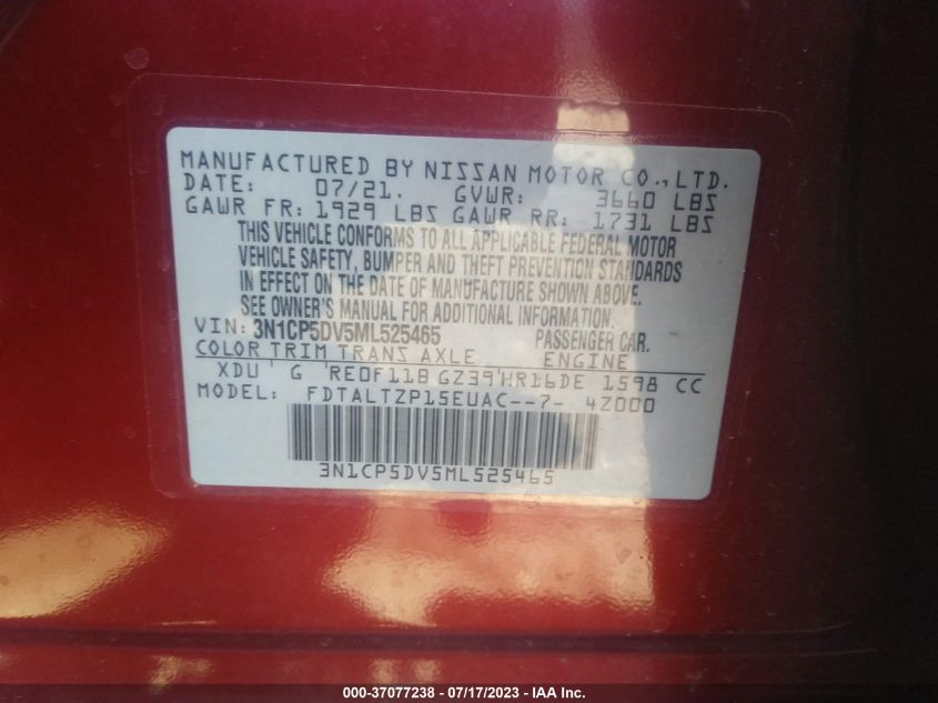 2021 NISSAN KICKS SR - 3N1CP5DV5ML525465