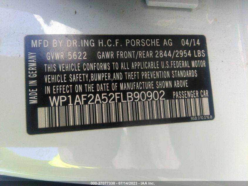 2015 PORSCHE MACAN TURBO - WP1AF2A52FLB90902