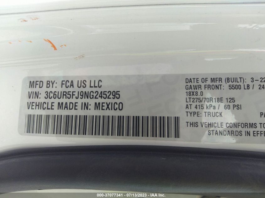 2022 RAM 2500 LARAMIE - 3C6UR5FJ9NG245295