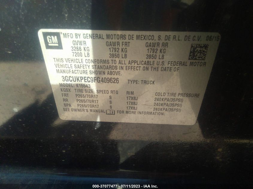 2015 CHEVROLET SILVERADO 1500 WORK TRUCK - 3GCUKPEC9FG409626
