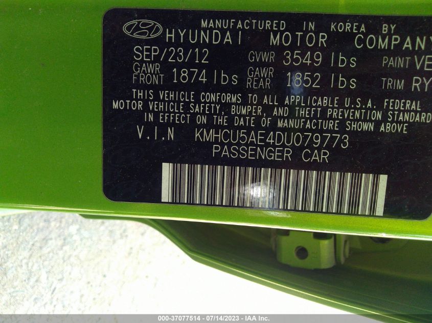 2013 HYUNDAI ACCENT SE - KMHCU5AE4DU079773