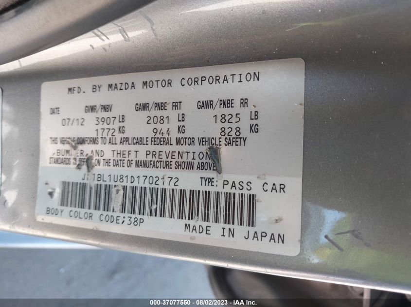 2013 MAZDA 3 I JM1BL1U81D170217