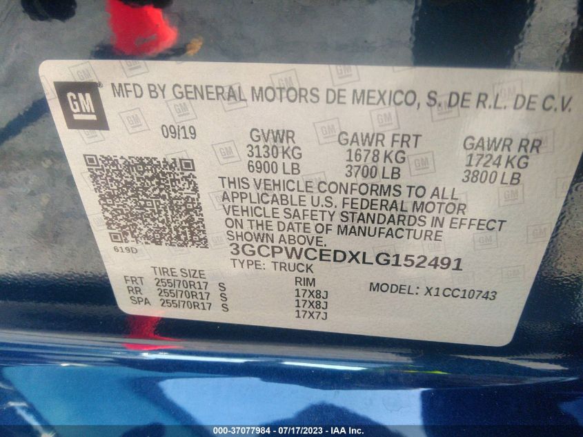 2020 CHEVROLET SILVERADO 1500 LT - 3GCPWCEDXLG152491