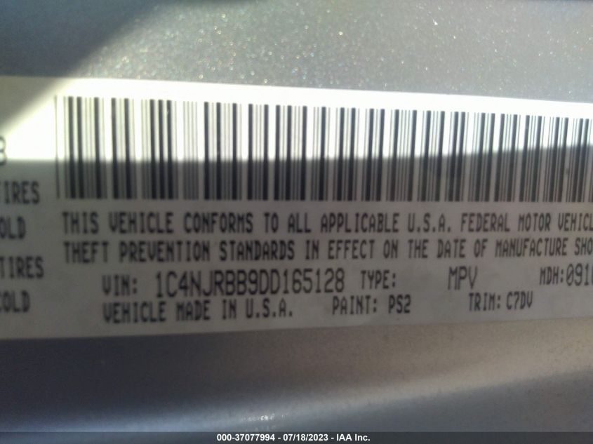 2013 JEEP PATRIOT SPORT - 1C4NJRBB9DD165128