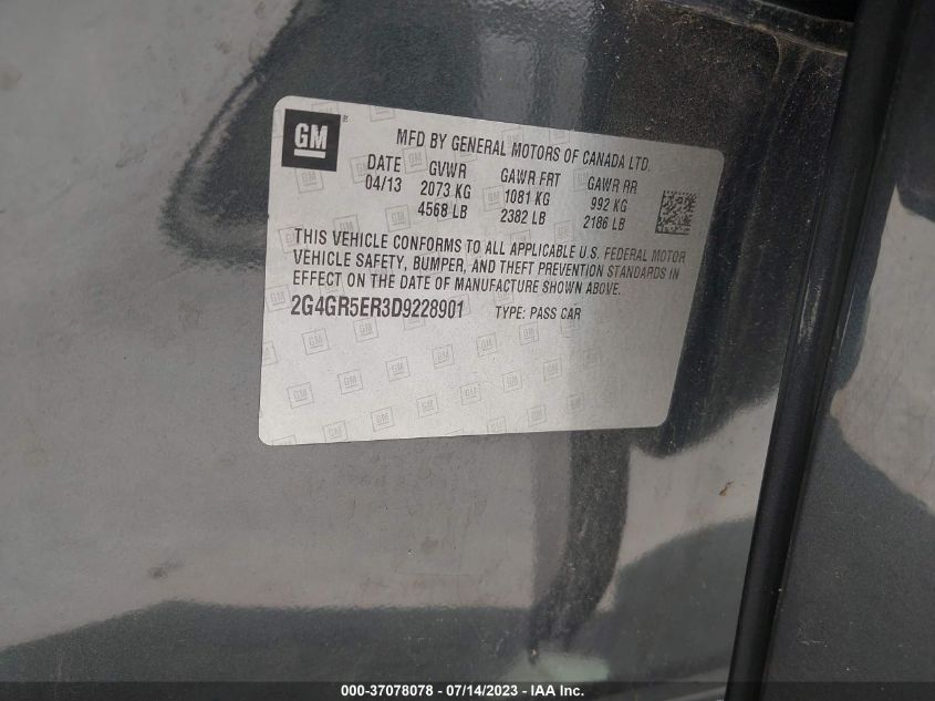 2013 BUICK REGAL BASE - 2G4GR5ER3D9228901