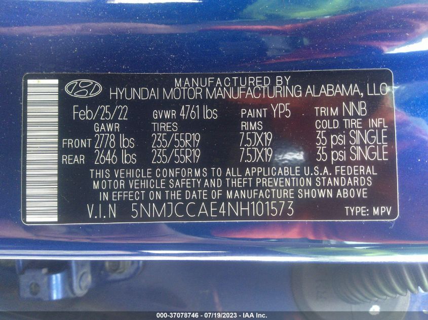 2022 HYUNDAI TUCSON SEL - 5NMJCCAE4NH101573