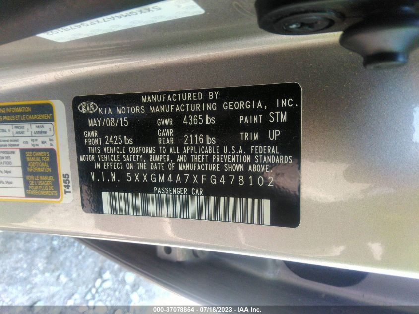 2015 KIA OPTIMA LX - 5XXGM4A7XFG478102