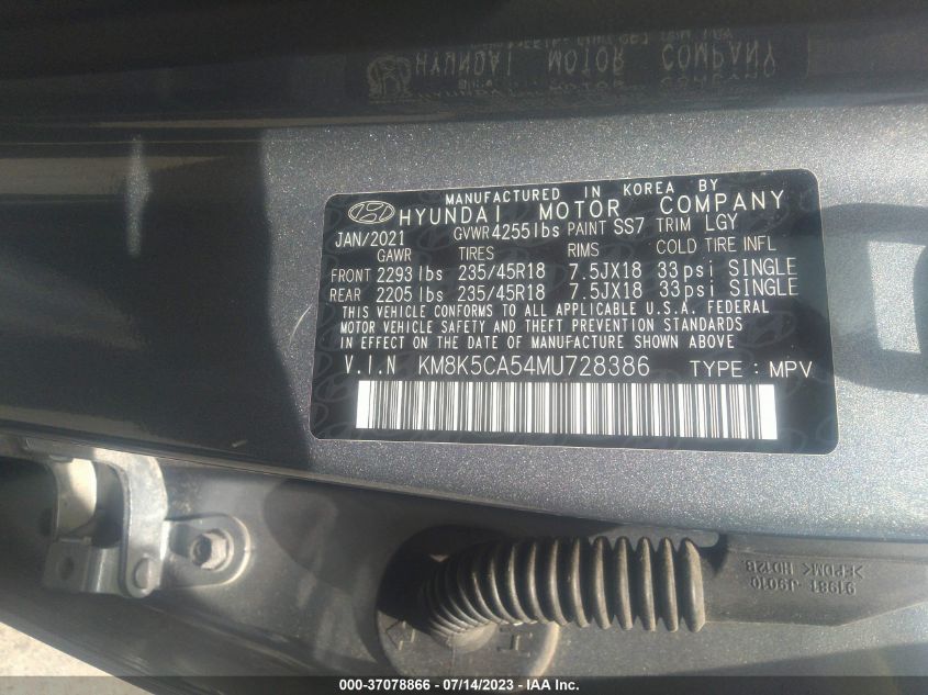 2021 HYUNDAI KONA ULTIMATE - KM8K5CA54MU728386