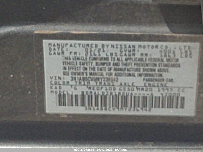 VIN 3N1AB8CV9MY236942 2021 NISSAN SENTRA SV