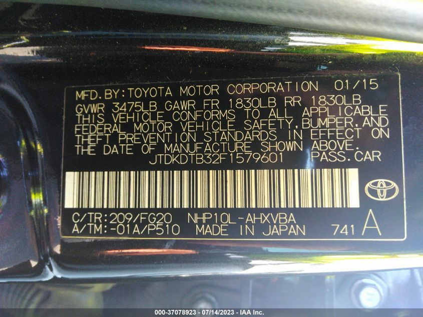 2015 TOYOTA PRIUS C - JTDKDTB32F1579601