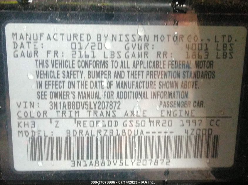 3N1AB8DV5LY207872 Nissan Sentra SR 9