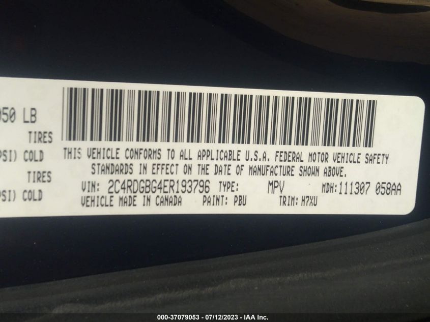 2014 DODGE GRAND CARAVAN SE - 2C4RDGBG4ER193796