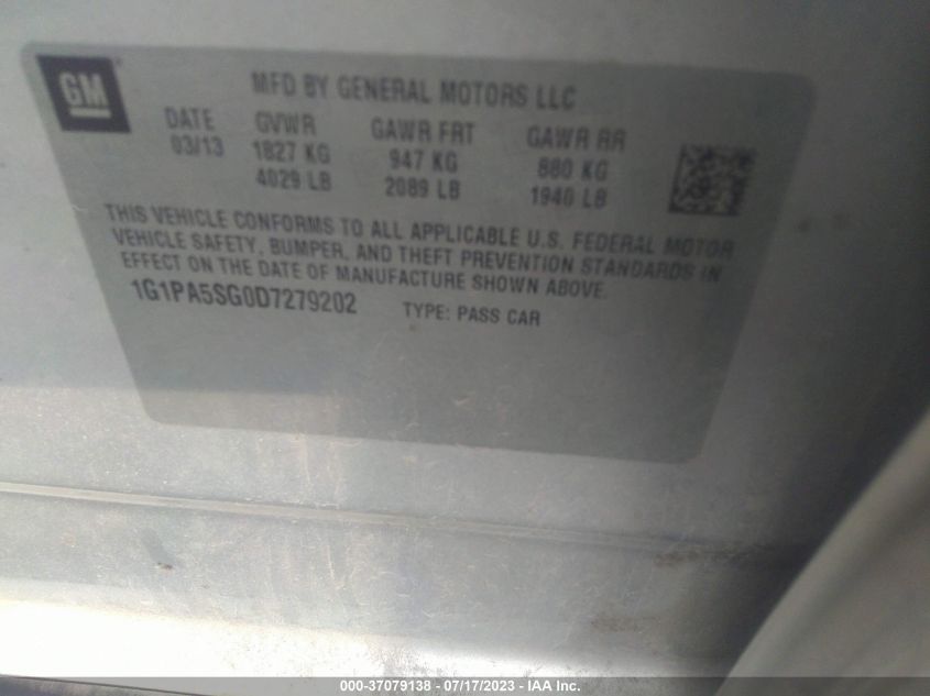 2013 CHEVROLET CRUZE LS - 1G1PA5SG0D7279202