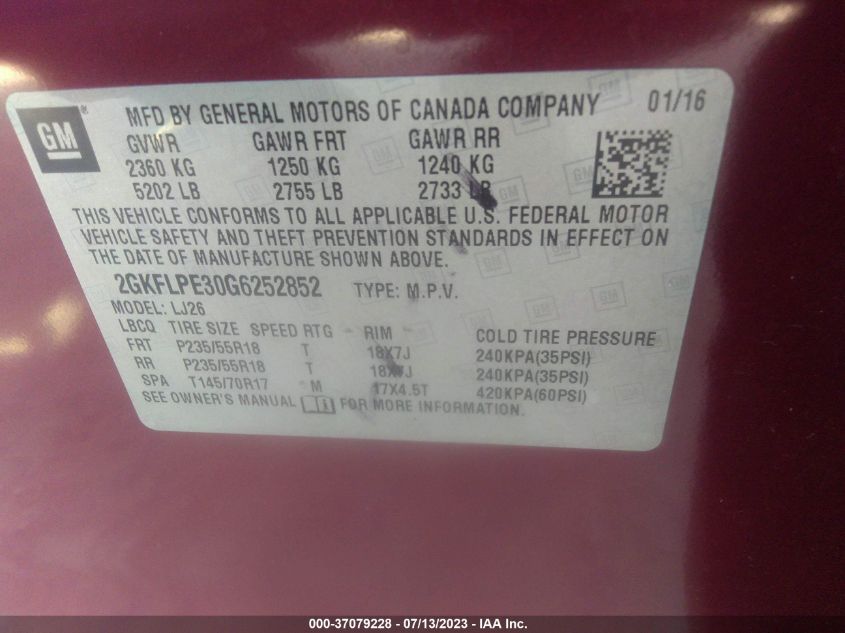 2016 GMC TERRAIN SLT - 2GKFLPE30G6252852