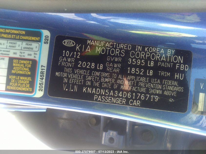 2013 KIA RIO SX - KNADN5A34D6176719