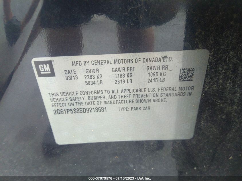 2013 CADILLAC XTS LUXURY - 2G61P5S35D9218681