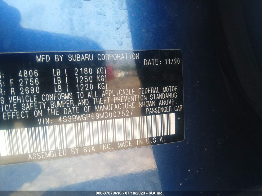 2021 SUBARU LEGACY TOURING XT - 4S3BWGP69M3007527