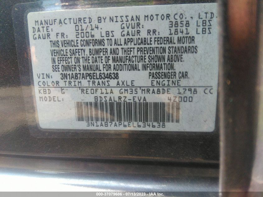 2014 NISSAN SENTRA SR - 3N1AB7AP6EL634638