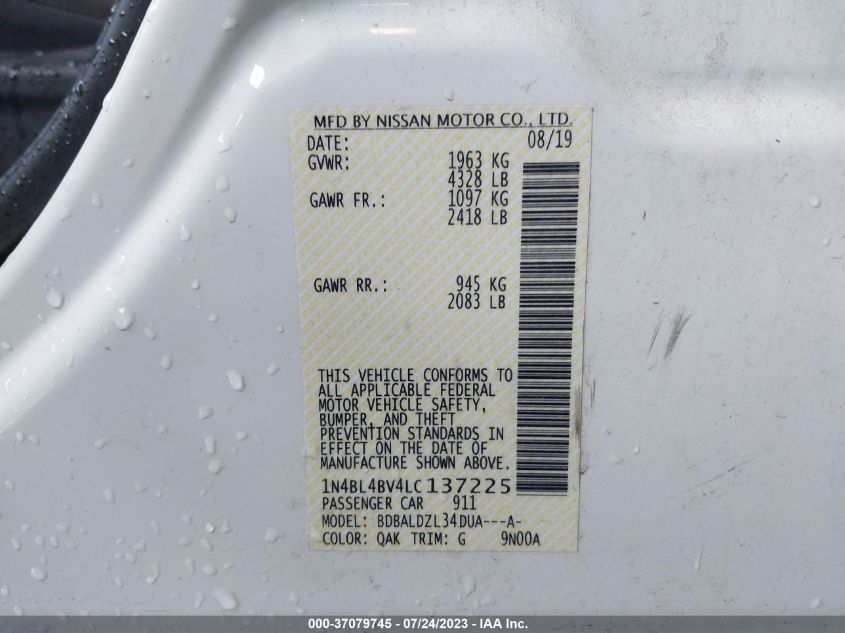2020 NISSAN ALTIMA 2.5 S - 1N4BL4BV4LC137225