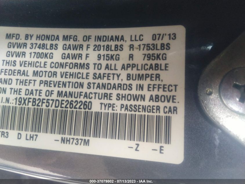 2013 HONDA CIVIC SDN LX - 19XFB2F57DE262260