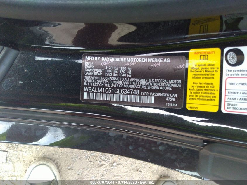 2016 BMW Z4 SDRIVE35IS WBALM1C51GE634748