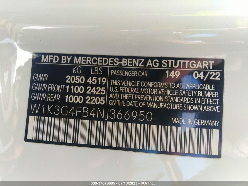 2022 MERCEDES-BENZ A-CLASS A 220 - W1K3G4FB4NJ366950