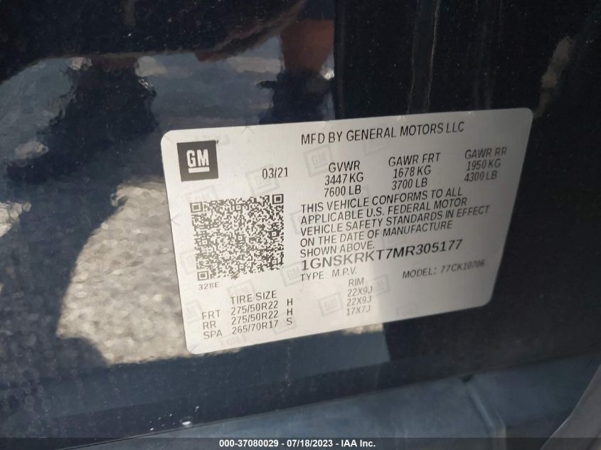 2021 CHEVROLET TAHOE K1500 RST - 1GNSKRKT7MR305177