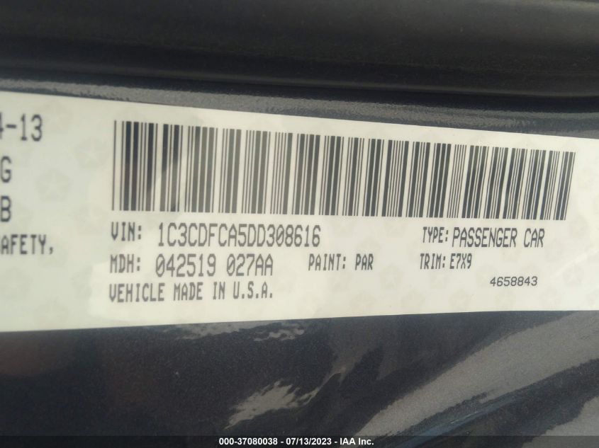 2013 DODGE DART LIMITED - 1C3CDFCA5DD308616