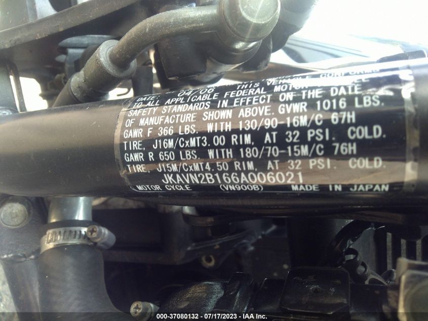 2006 KAWASAKI VN900 B - JKAVN2B166A006021