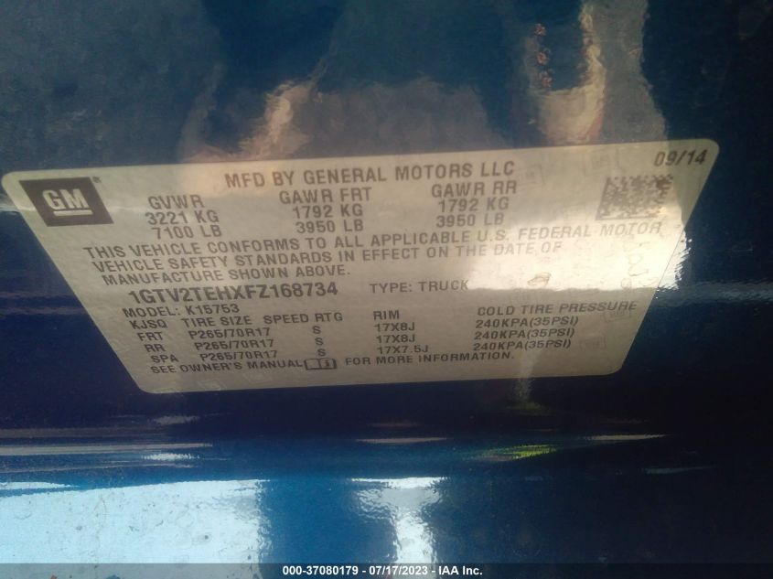 2015 GMC SIERRA 1500 - 1GTV2TEHXFZ168734