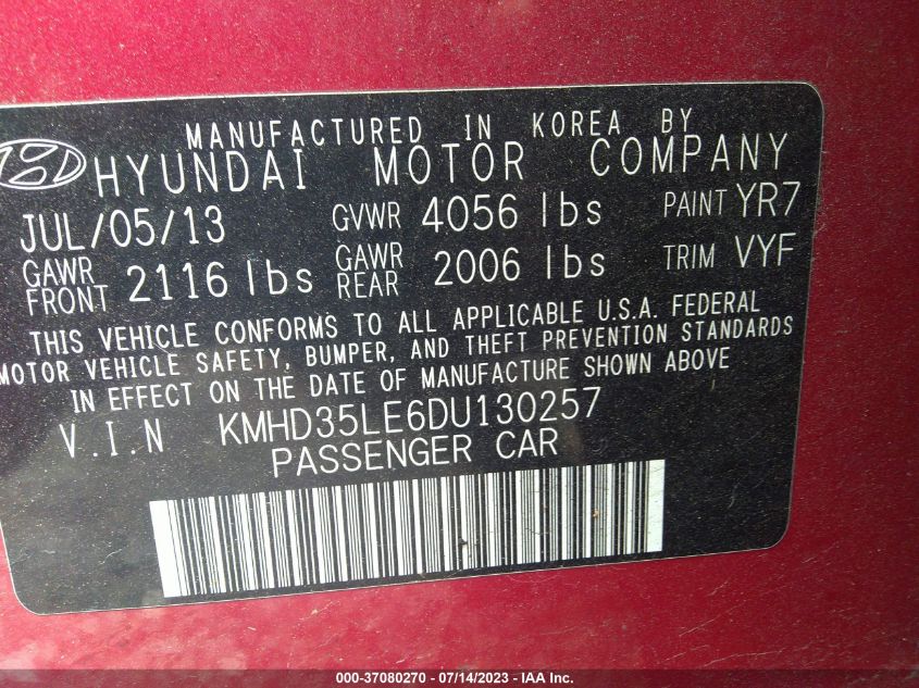 2013 HYUNDAI ELANTRA GT - KMHD35LE6DU130257