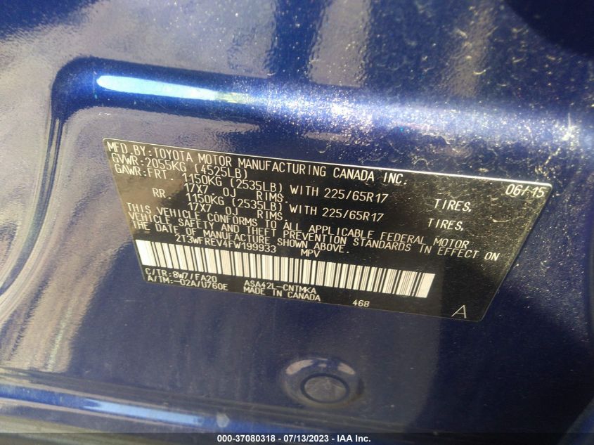 2015 TOYOTA RAV4 XLE - 2T3WFREV4FW199933