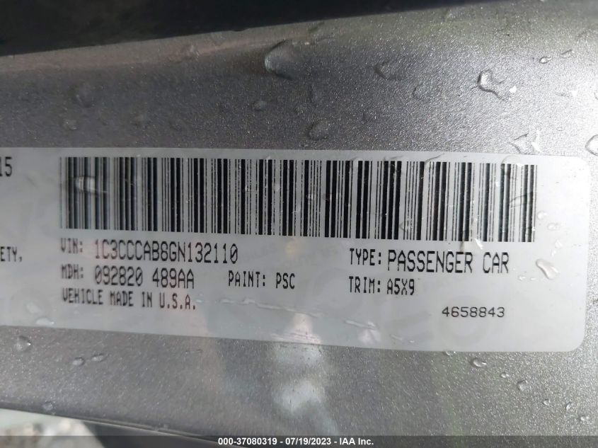 2016 CHRYSLER 200 LIMITED - 1C3CCCAB8GN132110