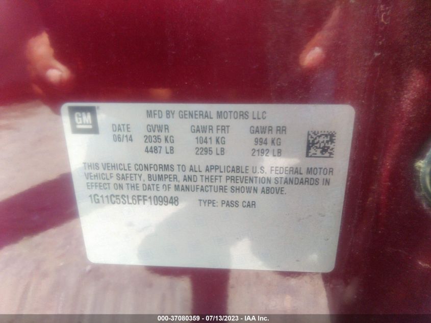 2015 CHEVROLET MALIBU LT - 1G11C5SL6FF109948