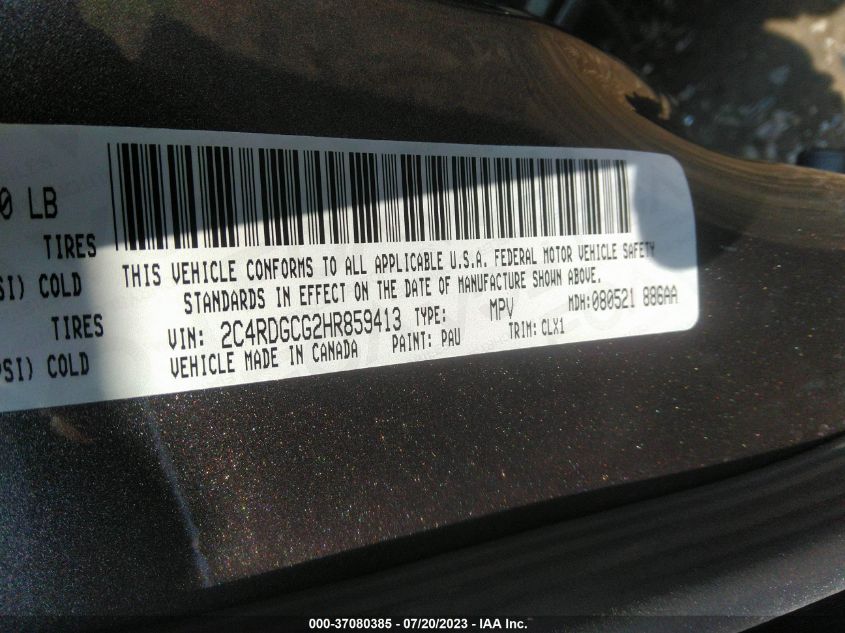 2017 DODGE GRAND CARAVAN SXT - 2C4RDGCG2HR859413