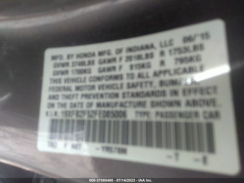2015 HONDA CIVIC SEDAN LX - 19XFB2F52FE085006