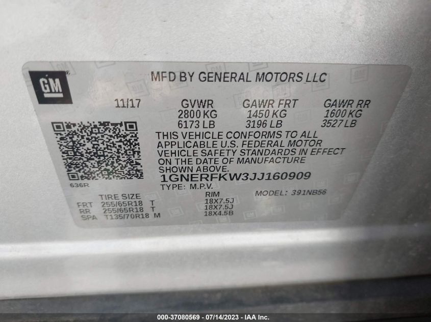 2018 CHEVROLET TRAVERSE LS - 1GNERFKW3JJ160909