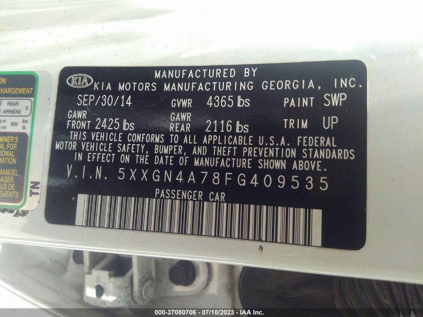 2015 KIA OPTIMA EX - 5XXGN4A78FG409535