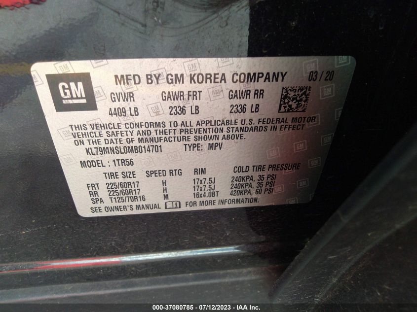 2021 CHEVROLET TRAILBLAZER LS - KL79MNSL0MB014701