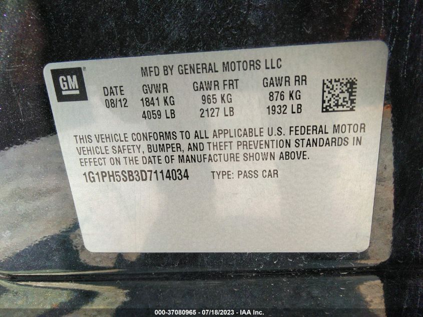 2013 CHEVROLET CRUZE ECO - 1G1PH5SB3D7114034