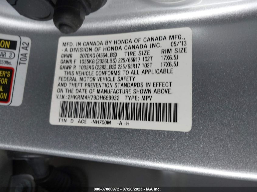 2013 HONDA CR-V EX-L - 2HKRM4H79DH669932
